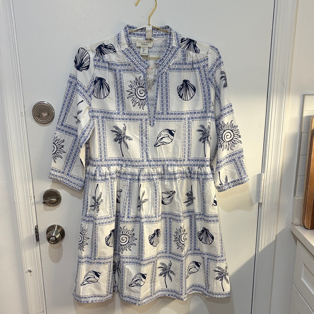Calypso St Barth Blue and White dress